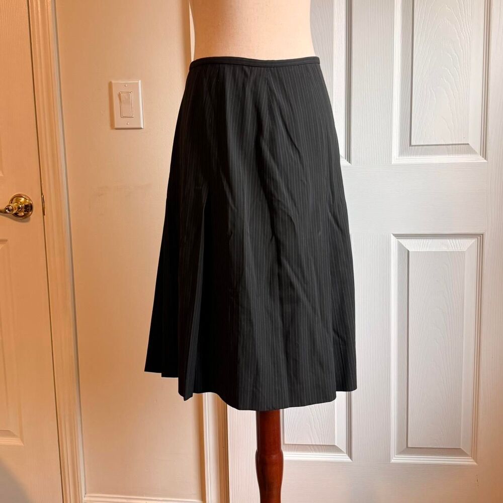 Y2K Minimalist Officesiren Pinstripe Pleated Midi Skirt  Size 8